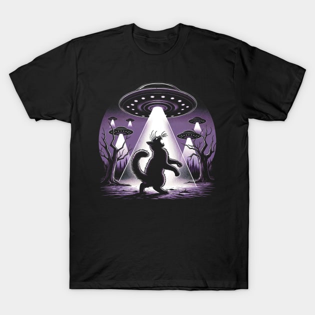 Funny Cat Being Abducted By Aliens T-Shirt by Tshirt Samurai